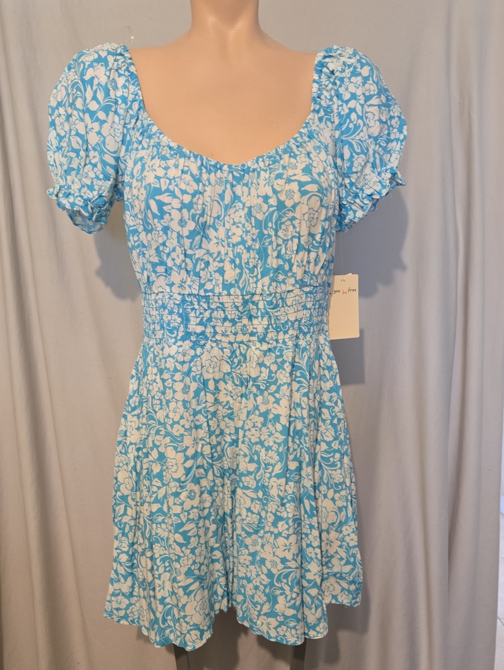 BeBop Boho Blue & White Floral Romper, New